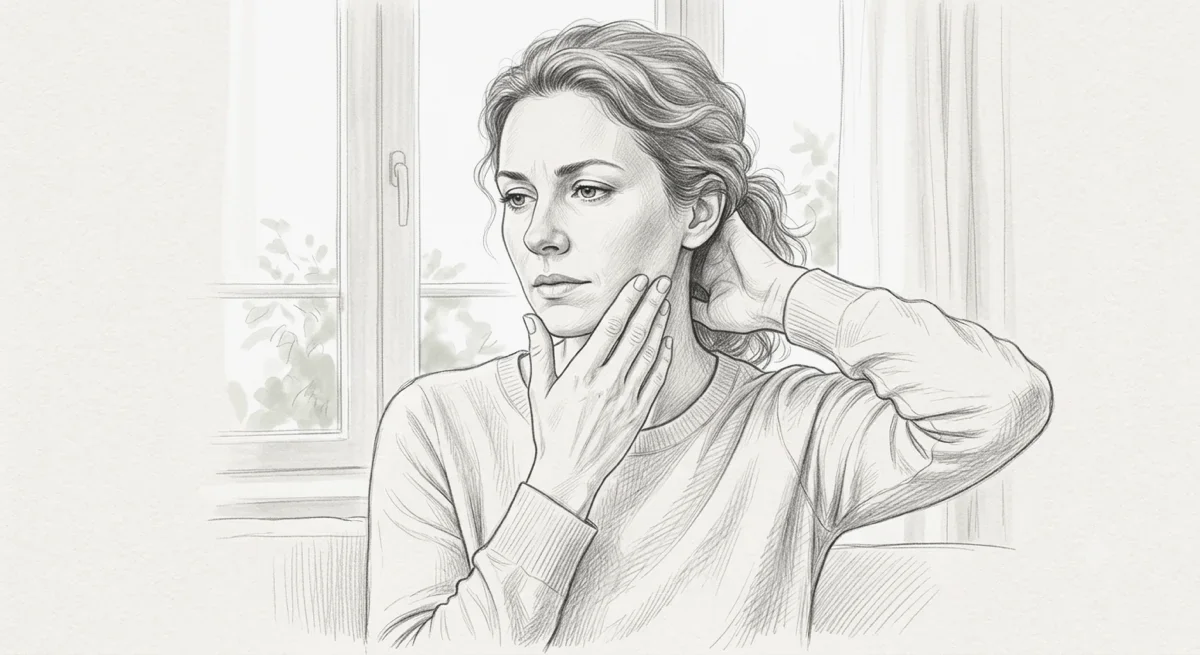 Pencil sketch of the neck-jaw-headache brainstem connection